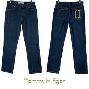 Tommy Hilfiger Embroidered Cotton Straight Leg Blue Jeans Size 6